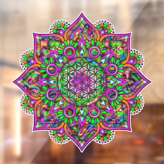 Autocollant Pour Fenêtre Fleur De Vie - Indien Mandala 1 (Feuille 2)