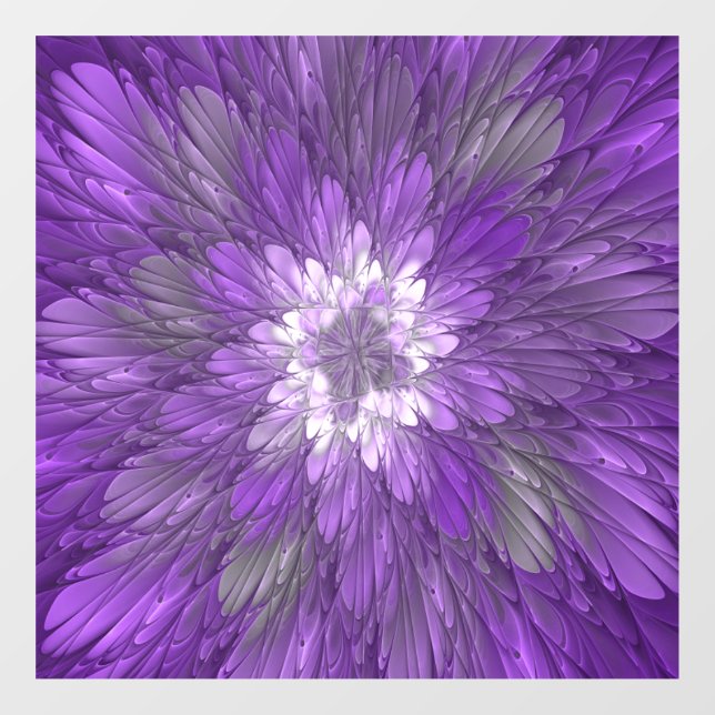 Autocollant Pour Fenêtre Fleur psychédélique violette Abstraite Fractal Art (Feuille)