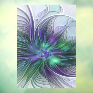 Autocollant Pour Fenêtre Fleur vert violet Art Abstrait moderne Fractal