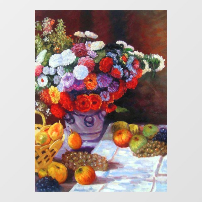 Autocollant Pour Fenêtre Fleurs de Monet et fruits (Feuille)
