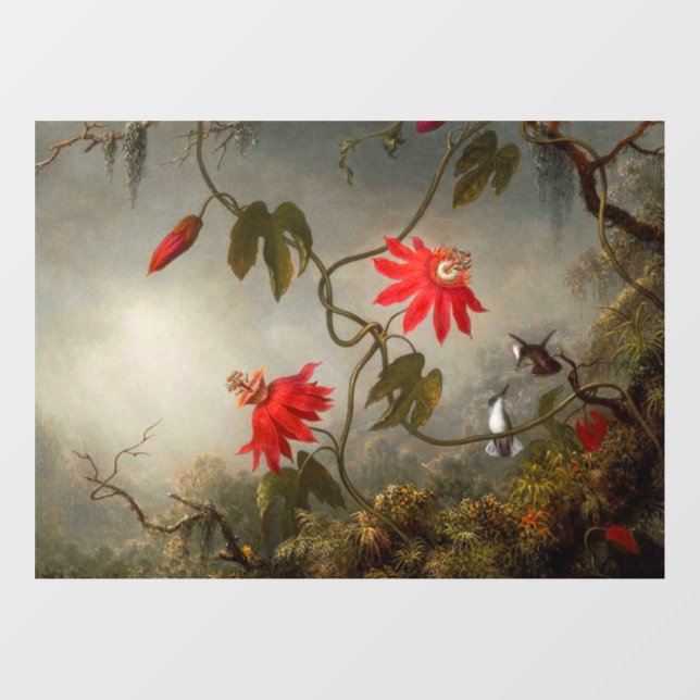 Autocollant Pour Fenêtre Fleurs de passion avec tête de colibris (Feuille)