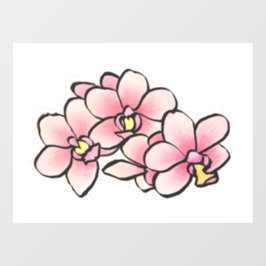 Autocollant Pour Fenêtre Fleurs d'orchidées roses Aquarelle Design