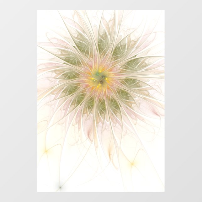 Autocollant Pour Fenêtre Fleurs imaginaires fractales douces et tendres (Feuille)