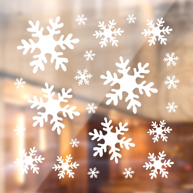 Autocollant Pour Fenêtre Flocon de neige blanc Neige hiver Noël (Feuille 2)