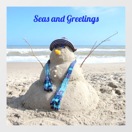 Autocollant Pour Fenêtre Floride Snowman - Plage Sculpture Fenêtre Classer