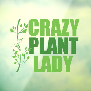 Autocollant Pour Fenêtre Folle Dame aux Plantes Mignon Botaniste Vert