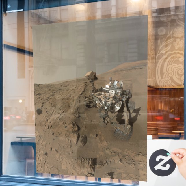 Autocollant Pour Fenêtre Forage Mars Curiosity Red Martian Paysage (Fenêtre de café)