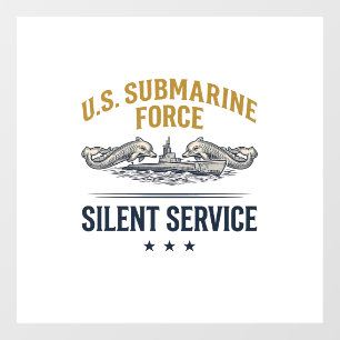 Autocollant Pour Fenêtre Force de sous-marin vintage Service silencieux Vec
