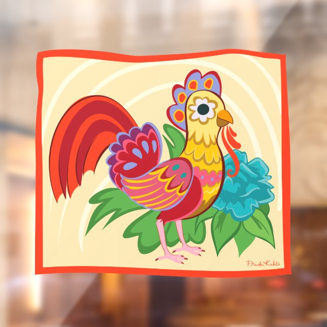 Autocollant Pour Fenêtre Frida Kahlo Chicken Graphic (Feuille 2)