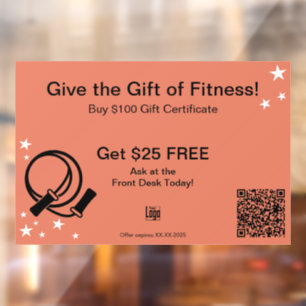 Autocollant Pour Fenêtre Friendly Gym Noël Certificat cadeau Promotion