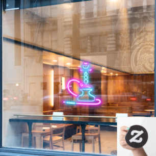 Autocollant Pour Fenêtre Fumer Shop Faux Neon Signboard Hookah Pipe