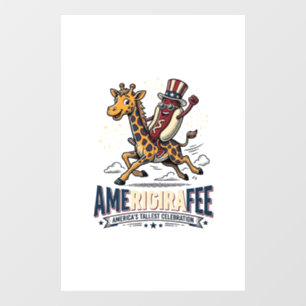 Autocollant Pour Fenêtre Funny Amerigiraffee Patriotique Giraffe Hot Dog Ma