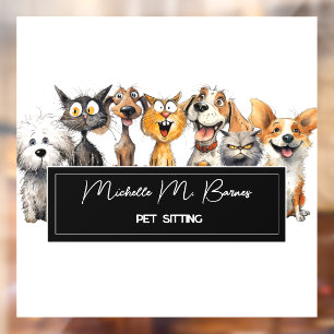 Autocollant Pour Fenêtre Funny Crazy Cats Chiens Animaux Professionnels
