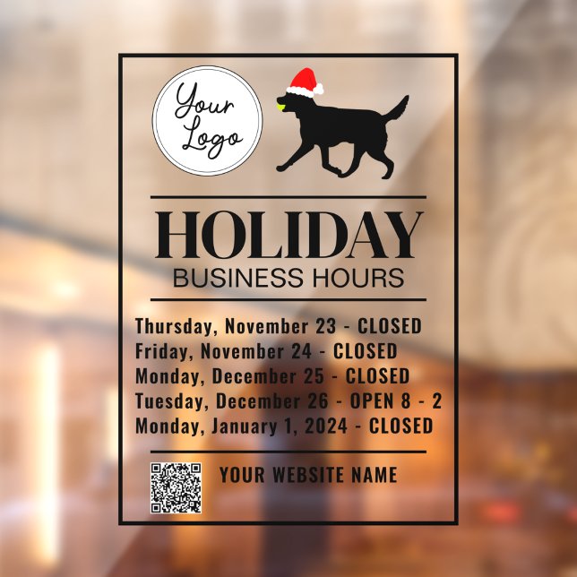 Autocollant Pour Fenêtre Garderie pour animaux Heures d'ouverture Modèle de (Pet Business Holiday "Howliday" Hours Template Window Cling)