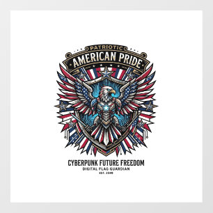 Autocollant Pour Fenêtre Gardien de drapeau numérique patriotique Cyberpunk