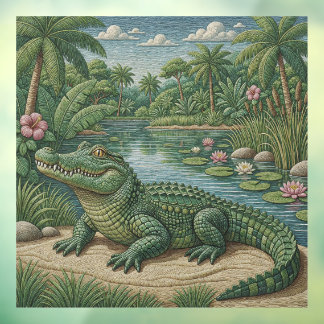 Autocollant Pour Fenêtre Gardien des zones humides Crocodile brodé