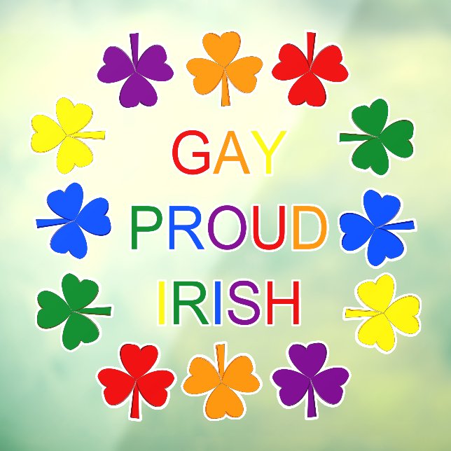 Autocollant Pour Fenêtre Gay Fier Irlandais LGBT Rainbow Shamrocks (Feuille 3)