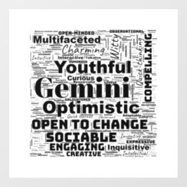 Autocollant Pour Fenêtre Gemini Zodiac Mot Cloud Inspiration