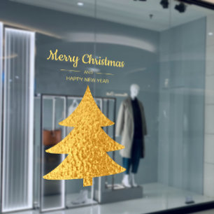 Autocollant Pour Fenêtre Géométrie dorée Arbres de Noël Fêtes d'affaires
