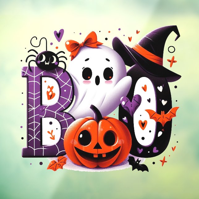 Autocollant Pour Fenêtre Ghost mignon et Halloween Citrouille 'Boo' (Feuille 3)