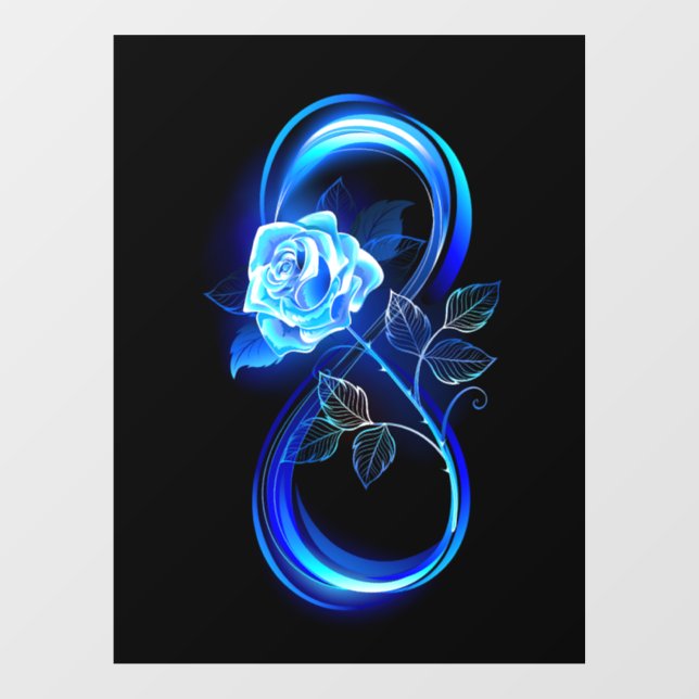 Autocollant Pour Fenêtre Glowing infinity with blue rose (Feuille)