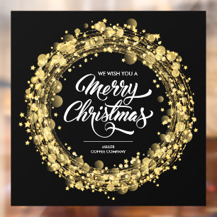 Autocollant Pour Fenêtre Gold Stars Joyeux Noël Noir