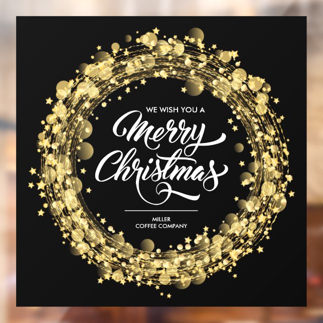 Autocollant Pour Fenêtre Gold Stars Joyeux Noël Noir (Feuille 2)