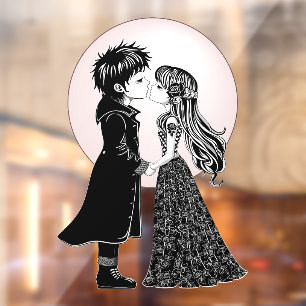 Autocollant Pour Fenêtre Gothique Emo Enfants Kiss Valentine's Day