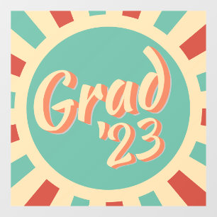 Autocollant Pour Fenêtre Graduation Retro Super Peachy Classe de Graduation