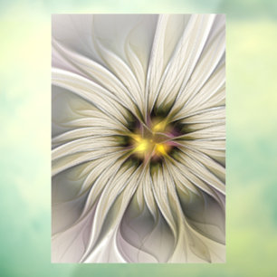 Autocollant Pour Fenêtre Grande Fleur d'ivoire, Abstrait Art Fractal Modern