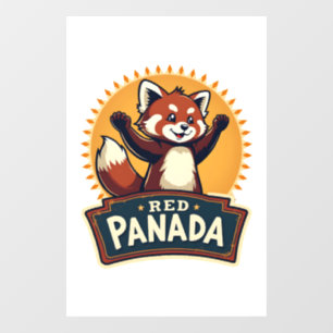 Autocollant Pour Fenêtre Graphique Animal Rétro Panda Rouge Dabbing Vintage