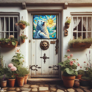 Autocollant Pour Fenêtre Gratuit Ours Polaire Whimsical Faux Verre Tiré