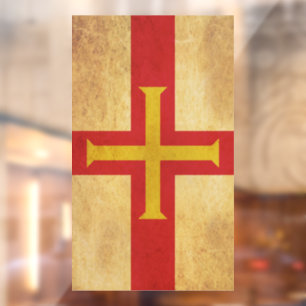 Autocollant Pour Fenêtre Guernesey Drapeau Conception Vintage