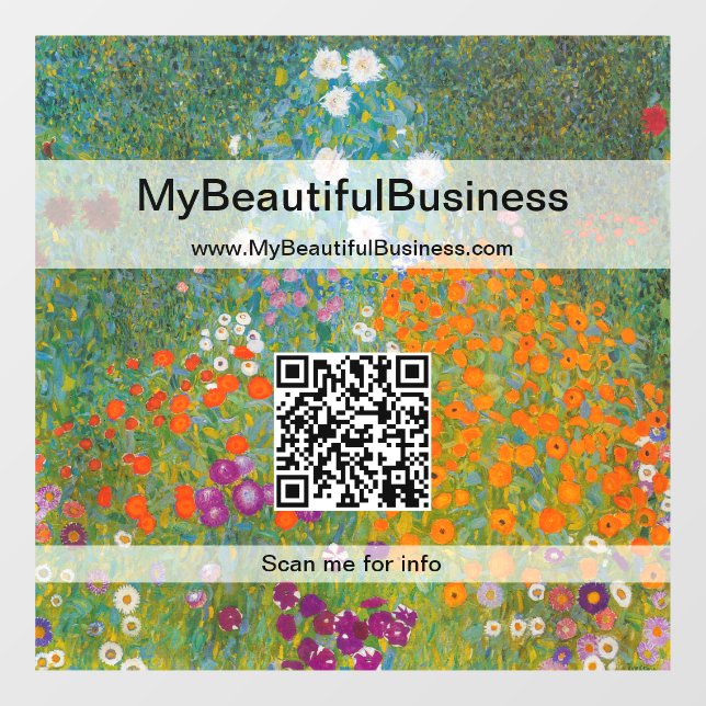 Autocollant Pour Fenêtre Gustav Klimt - Jardin de fleurs Code QR (Feuille)