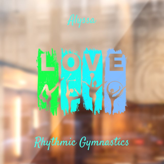 Autocollant Pour Fenêtre Gymnastique rythmique Amour en vert et Aqua (Feuille 2)