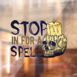 Autocollant Pour Fenêtre Halloween Arrêtez-Vous Pour Un Spell Shop