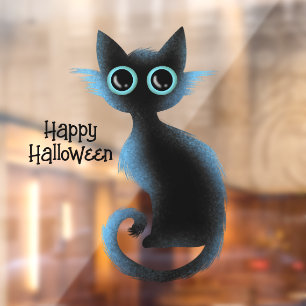 Autocollant Pour Fenêtre Halloween Big Eyes Black Blue Evil Chat