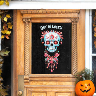 Autocollant Pour Fenêtre Halloween bleu Déplaisant personnalisé Crâne à suc