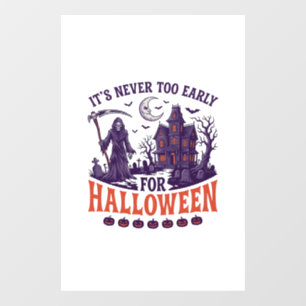 Autocollant Pour Fenêtre Halloween de la Faucheuse Maison Hantée Jamais Tro