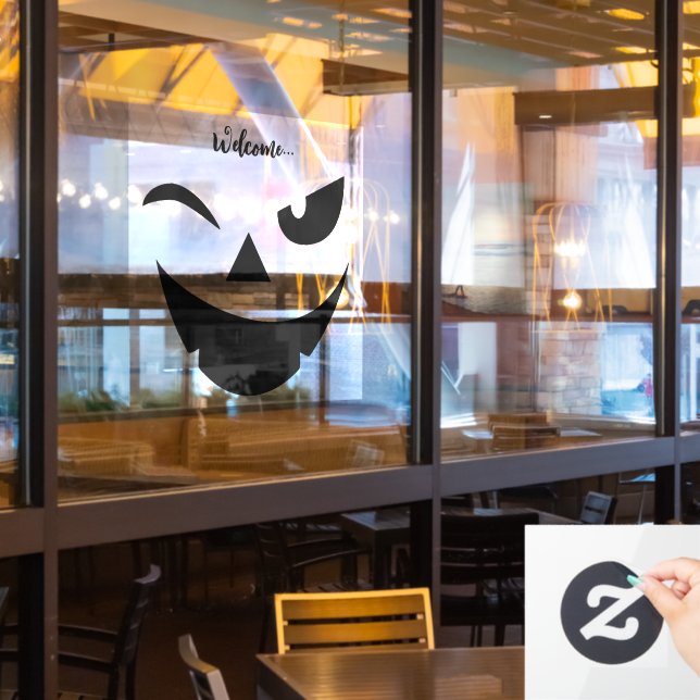 Autocollant Pour Fenêtre Halloween drôle visage citrouille clouer la fenêtr (Fenêtre du restaurant)