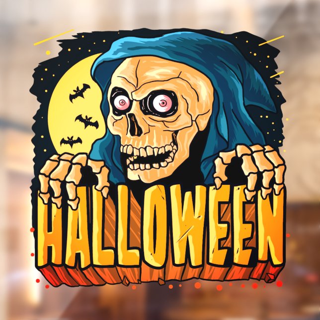 Autocollant Pour Fenêtre Halloween faucheuse de faucheuse crâne (Feuille 2)
