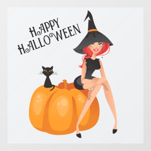 Autocollant Pour Fenêtre Halloween jolie sorcière Éffrayante Whimsical viol