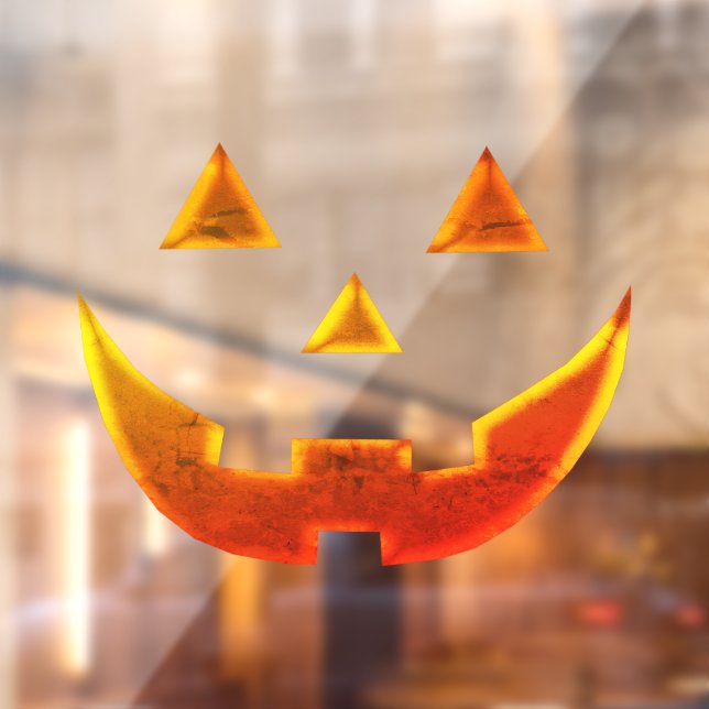Autocollant Pour Fenêtre Halloween orange Jack-o'-lantern effrayant (Feuille 2)