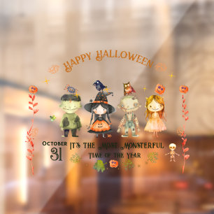 Autocollant Pour Fenêtre Halloween Petits Monstres Clouer la fenêtre