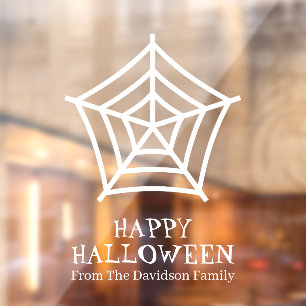 Autocollant Pour Fenêtre Halloween toile d'araignée blanc texte personnalis
