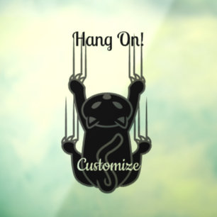 Autocollant Pour Fenêtre Hang Sur Chat Noir Thunder_Cove