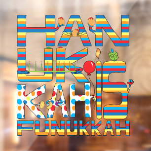 Autocollant Pour Fenêtre Hanoukka est Funukkah Window Cling