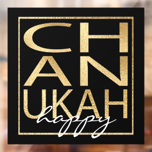 Autocollant Pour Fenêtre Hanukkah Joyeux Autocollant de fenêtre doré