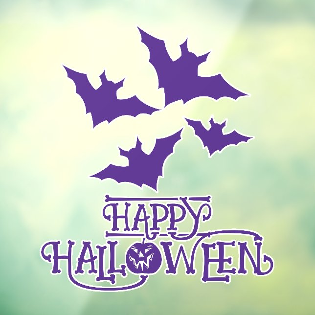 Autocollant Pour Fenêtre Happy Halloween chauves-souris violet cool éffraya (Feuille 3)