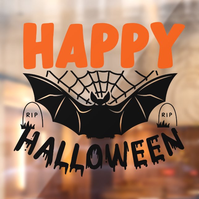 Autocollant Pour Fenêtre Happy Halloween Éffrayant chauve-souris (Feuille 2)